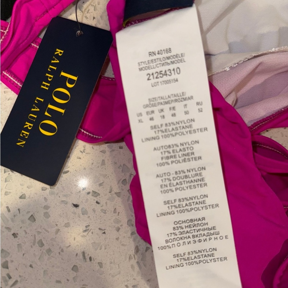 Polo Ralph Lauren Women’s Pink One Piece Swimsuit XL New with Tags!! - Picture 7 of 7